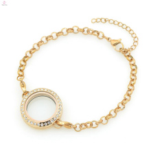 Hot usine prix 316l en acier inoxydable rose cristal d&#39;or 5mm largeur perle chaîne bracelets bijoux